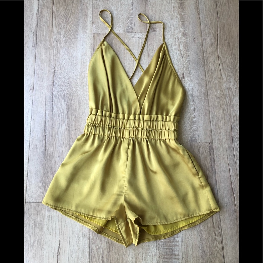 Yellow Satin Romper Size S